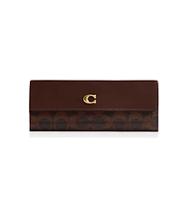 Coach Mila Long Flap Wallet Signature Coated Canvas