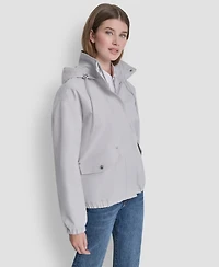 Dkny Women's Stand Collar Bomber Raincoat