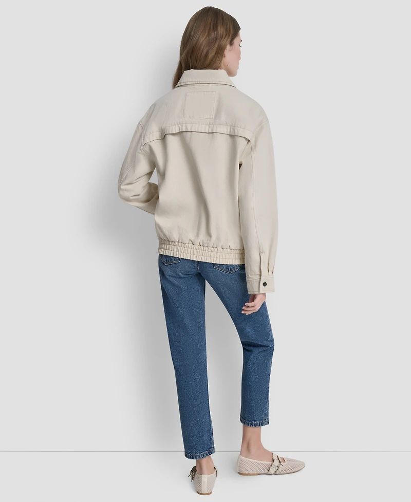 Dkny Women's Denim Bomber Coat