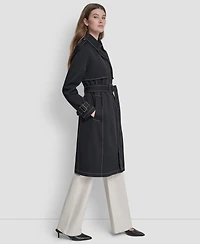 Dkny Women's Top Collar Utility Raincoat