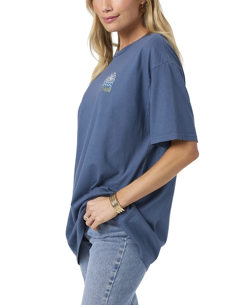 O'Neill Juniors' Horizon Graphic Print Crew Neck Oversized T-Shirt