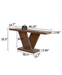 Streamdale Furniture Modern X-Leg Console Table with Solid Wood Veneer, Walnut