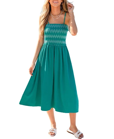 Cupshe Women's Getting Butterflies Teal Maxi Beach Dress