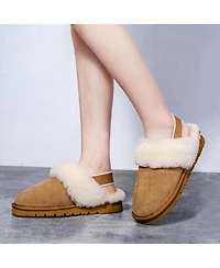 Pazstor Women's Shearling and Suede Clog Slippers Spring