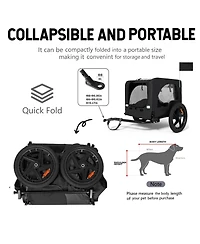 Zeus & Ruta Black+Orange Outdoor Heavy Duty Collapsible Kitten Bike Trailer