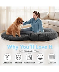 Aostirmotor 71" Extra Large Dog Bed for People - Foldable Plush Sofa You & Pet