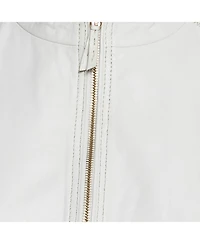 Pre-Owned Roberto Cavalli Women's White Leather Zip-Up Jacket