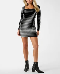 Guess Women's Long-Sleeve Chrystle Square Neck Bodycon Short Dress