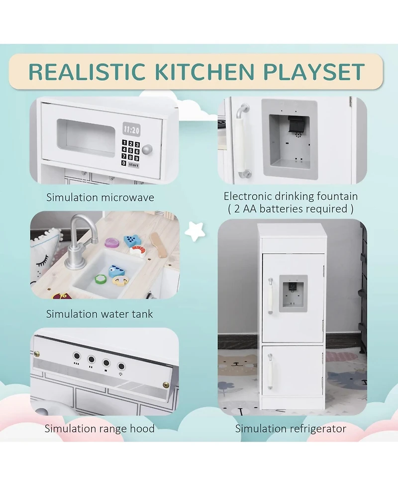 Corner Kids Play Kitchen Set with Detachable Refrigerator Sink and Fourteen Accessories for Ages Three and Up