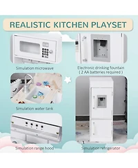 Corner Kids Play Kitchen Set with Detachable Refrigerator Sink and Fourteen Accessories for Ages Three and Up