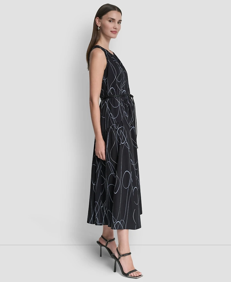 Dkny Women's Sleeveless Drop Waist Midi Dress