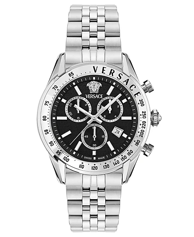 Versace Men's Chrono Master Silver Stainless Steel Bracelet Watch, 44mm