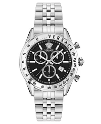 Versace Men's Chrono Master Silver Stainless Steel Bracelet Watch, 44mm