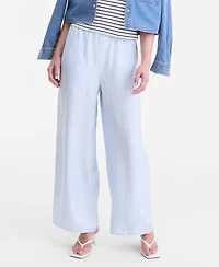 On 34th Women's Crinkle Satin Wide-Leg Pull-On Pants, Regular & Short, Macy's Exclusive