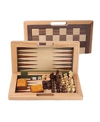 Gse Games & Sports Expert 16" Deluxe 3-in-1 Wooden Folding Chess Checker and Backgammon Board Game Combo Set for Kids & Adults