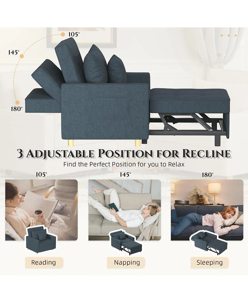 Aecojoy 36" Sleeper Chair, Convertible Chair Bed for Adults, 3-in-1 Pull Out Sofa