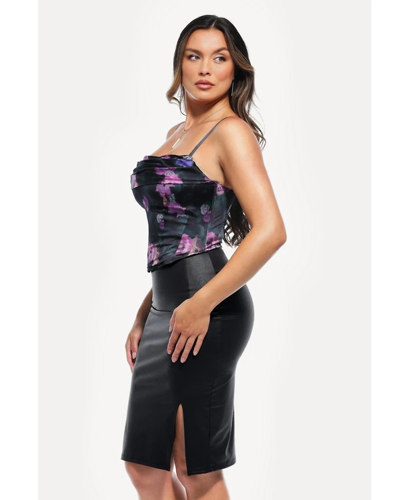 Popilush Women's Draped Sculpting Floral-Print Camisole Top