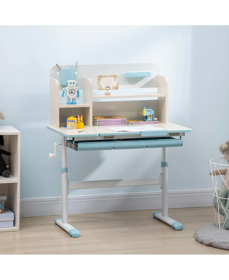 Hongge Kids Adjustable Study Desk with Tilt Top Storage Design for Ages Three to Twelve
