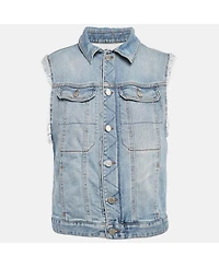 Pre-Owned Zadig & Voltaire Women's Blue Embroidered Denim Sleeveless Kio Brode Jacket