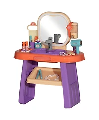 Hongge Kids Vanity Play Set with Led Mirror and Water Play Sink for Ages 3 to 6 Bedroom Pretend Play Furniture