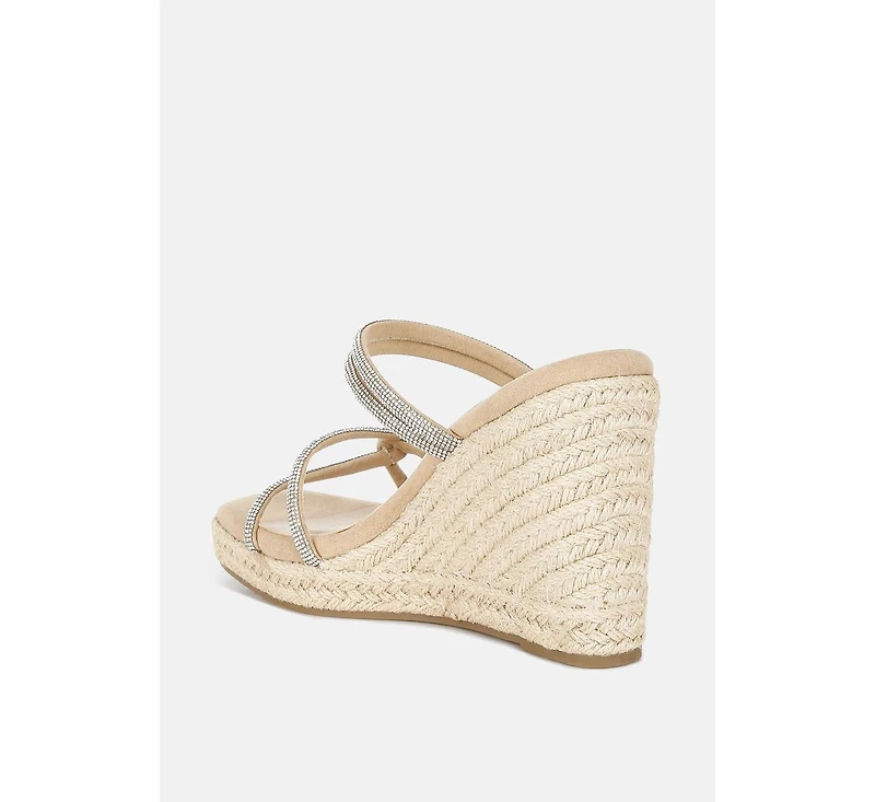 London Rag Womens Enocha Rhinestones Embellished Espadrilles Sandals