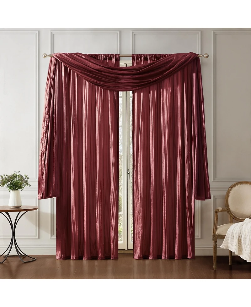 Elrene Home Fashions Athena Faux Silk Window Curtain Scarf Set