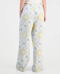 Hippie Rose Juniors' Lightweight Printed Wide-Leg Pants
