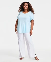 Jm Collection Plus Short-Sleeve Top, Created for Macy's
