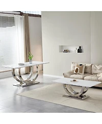 Streamdale Furniture Streamdale 69" Rectangular Dining Table, Modern Simple, Marble & Stainless Steel, Seats 4-6