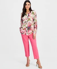 I.n.c. International Concepts Petite Printed Long-Sleeve Blouse, Created for Macy's