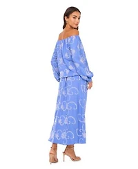 Vince Camuto Embroidered Womensa Line Maxi Skirt Off The Shoulder Long Sleeve Blouse
