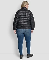 Dkny Plus Moto Collar Short Packable Coat