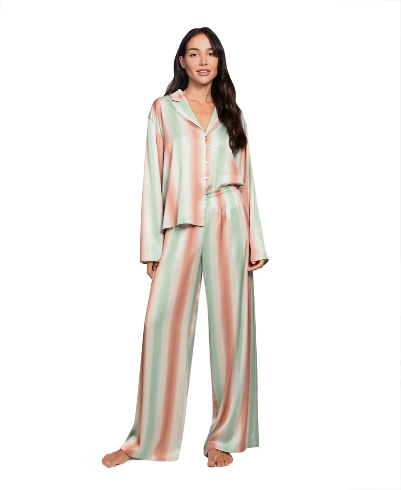 Midnight Bakery Women's Collared Sleep Top & Pants, 2-Piece Set
