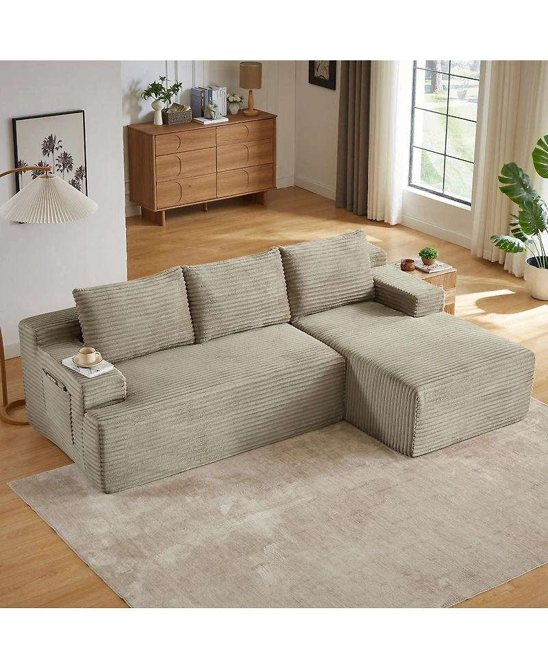 Streamdale Furniture L-Shaped Cloud Sectional Sofa, Camel