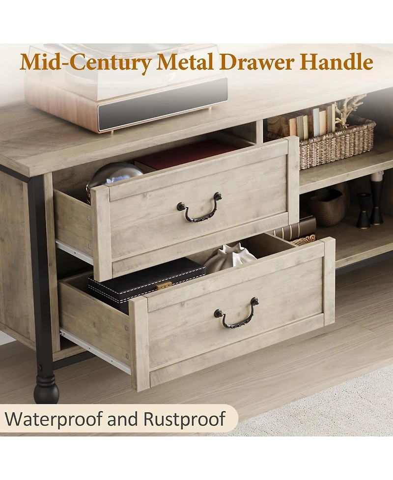 gaomon Tv Stand for up to 70 Inch Tv Mid Century Entertainment Center with 4 Drawers and Open Shelves, Media Console Table Tv Console Table