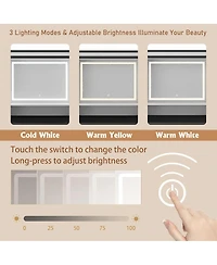 Streamdale Furniture Farmhouse Dressing Table with Lighted Mirror and Drawer