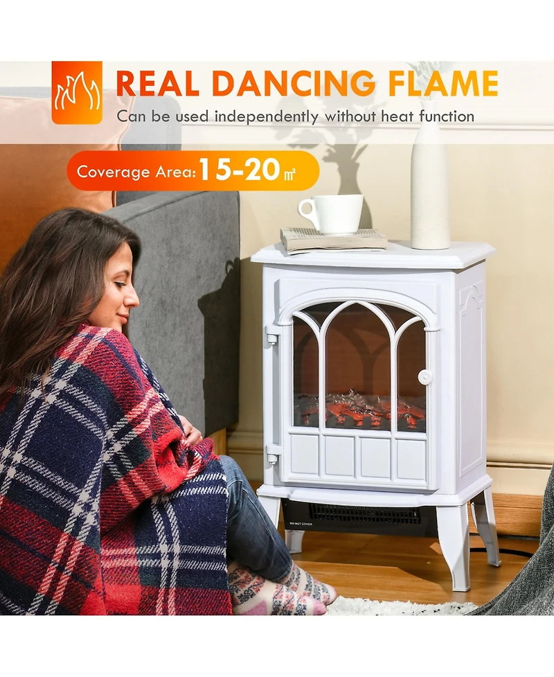 Homcom Electric Fireplace Stove, Freestanding Fireplace Heater, 750W/1500W