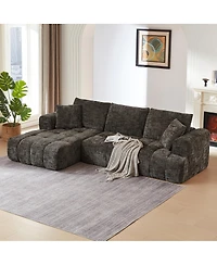 Streamdale Furniture Chenille L-Shape Luxury Sectional Sofa, Minimalist Design, Comfy Sleeper Couch