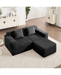 Streamdale Furniture Modular 2 Seat L Shape Sectional Sofa, Cloud Couch with Ottoman