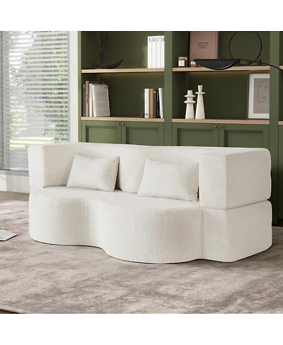 Streamdale Furniture 2-in-1 Foldable Sofa Bed, 75 Inch Folding Couch w/ Memory Foam Mattress & 2 Pillows