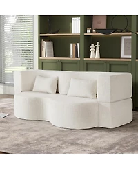 Streamdale Furniture 2-in-1 Foldable Sofa Bed, 75 Inch Folding Couch w/ Memory Foam Mattress & 2 Pillows