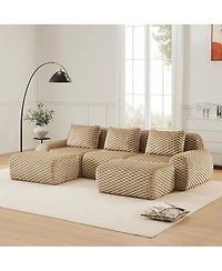 Streamdale Furniture Modern U-Shaped Modular Sectional Sofa, Flannelette, Oversized 3-Seater, Movable Ottoman