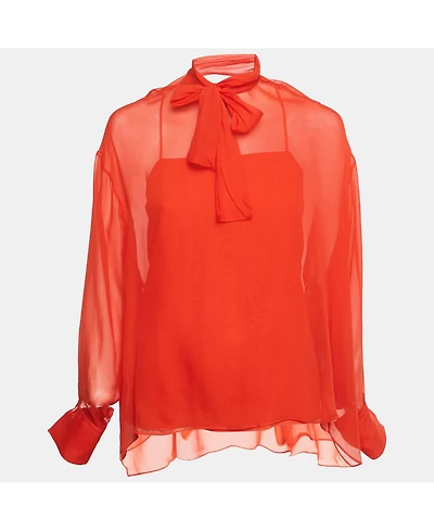 Pre-Owned Emilio Pucci Women's Silk Neck Tie Detail Top