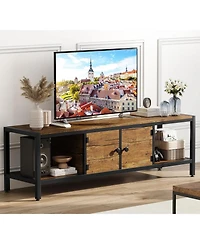 gaomon 58 Inch Tv Stand with Storage, Entertainment Center Adjustable Legs, Console up to 65 Open Shelves