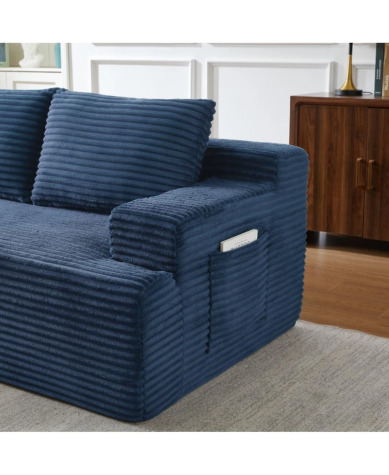 Streamdale Furniture L-Shaped Cloud Sectional Sofa, Deep Seat, Modular Sleeper, Blue