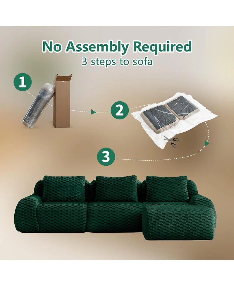 Streamdale Furniture Modern L-Shaped Modular Sectional Sofa, Flannelette, Oversized 3-Seater, Movable Ottoman