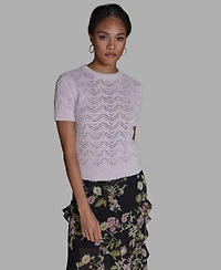 Bcbg Women's Crewneck Oversized Zig Zag Sweater