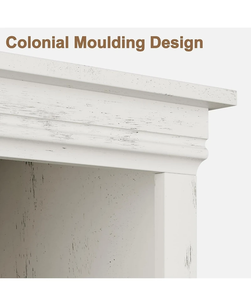 gaomon Farmhouse Bookcase with Doors, 5-Tier 70" Tall Bookshelf with Storage Cabinet for Living Room, White