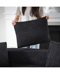 Streamdale Furniture 106.3" V-shaped modular sofa set in chenille fabric with pillows & ottomans