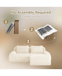 Streamdale Furniture 82" Modern L-Shaped Flannelette Sectional Sofa with Movable Ottoman